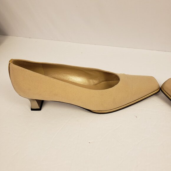 Stuart Weitzman 8B Tan Gold Womens Heels Shoes Pumps Spain - Picture 7 of 16